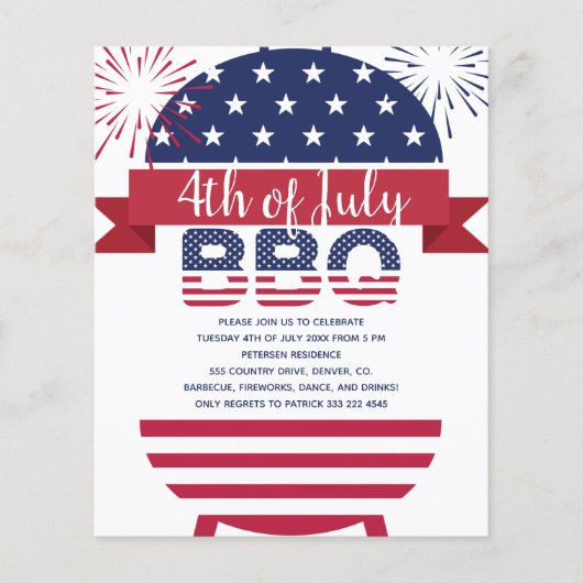 4 juli uitnodiging voor het uitnodigen van sterren flyer (Voorkant)