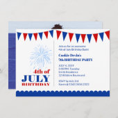 4 juli Uitnodiging voor kinderverjaardagsfeest (Voorkant / Achterkant)