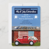 4 juli uitnodiging voor patriottisch rood vrachtwa (Voorkant)