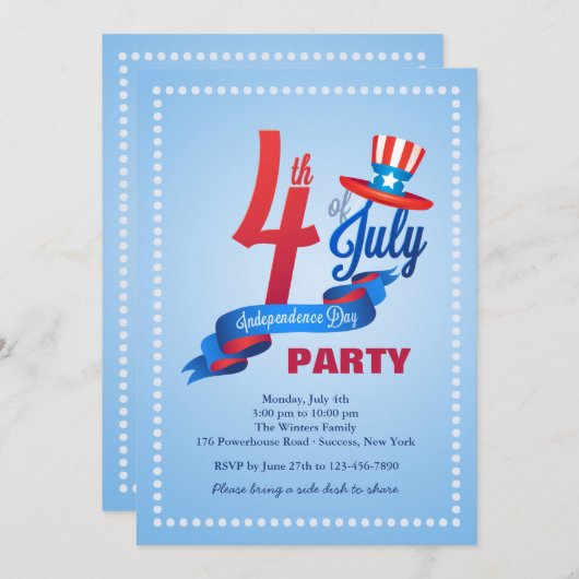 4 juli Uitnodigingen (Voorkant / Achterkant)