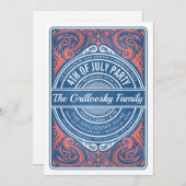 4 juli Uitnodigingen BBQ Rood Wit & Blauw (Voorkant / Achterkant)