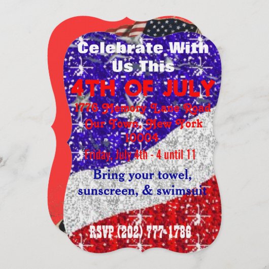 4 juli Uitnodigingen -  - Gebeurtenissen (Voorkant / Achterkant)