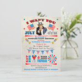 4 juli Uitnodigingen om Barbecue bbq Baby Shower u (Staand voorkant)