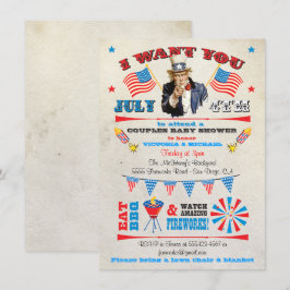 4 juli Uitnodigingen om Barbecue bbq Baby Shower u