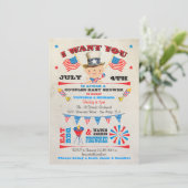 4 juli Uitnodigingen om Barbecue bbq Baby Shower u (Staand voorkant)