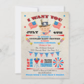 4 juli Uitnodigingen om Barbecue bbq Baby Shower u (Voorkant)