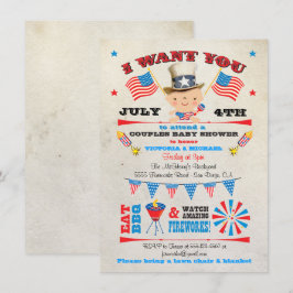 4 juli Uitnodigingen om Barbecue bbq Baby Shower u