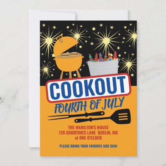 4 juli Uitnodigingen voor Cookout Party (Voorkant)