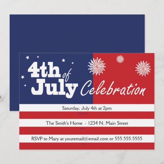 4 juli Uitnodigingen voor de viering (Voorkant / Achterkant)