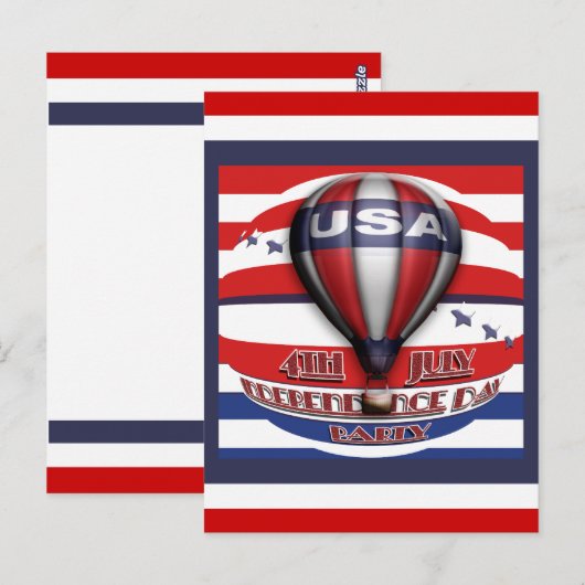 4 juli uitnodigingen voor feesten (Voorkant / Achterkant)