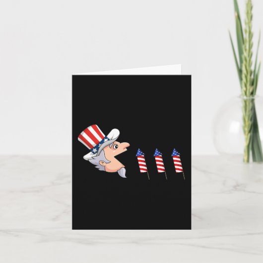 4 juli Uncle Sam Amerikaans vuurwerk Leuke jongens Kaart (Voorkant)
