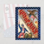 4 juli Uncle Sam en adelaar Briefkaart (Voorkant / Achterkant)