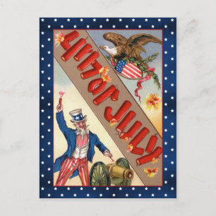  4 juli Uncle Sam en adelaar Briefkaart