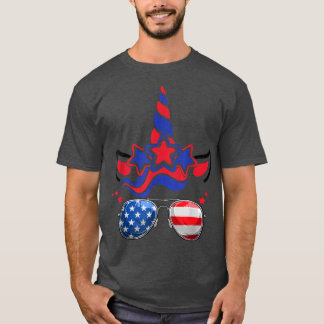 4 juli Unicorn - Amerikaans vlagpatriotticum voor  T-shirt
