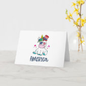 4 juli Unicorn met Amerikaanse vlag Sun Glasses Kaart (Gele Bloem)