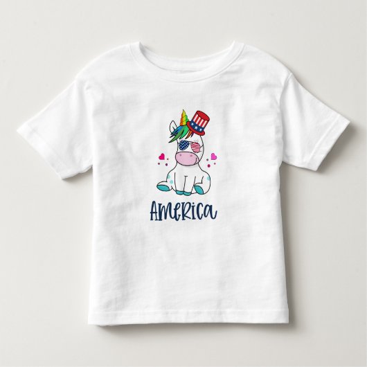 4 juli Unicorn met Amerikaanse vlag Sun Glasses Kinder Shirts (Voorkant)
