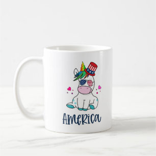 4 juli Unicorn met Amerikaanse vlag Sun Glasses Koffiemok