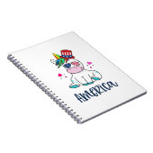 4 juli Unicorn met Amerikaanse vlag Sun Glasses Notitieboek (Rechterzijde)