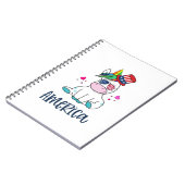 4 juli Unicorn met Amerikaanse vlag Sun Glasses Notitieboek (Linkerzijde)