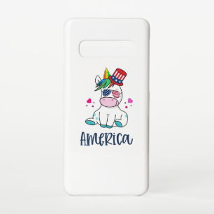 4 juli Unicorn met Amerikaanse vlag Sun Glasses Samsung Galaxy S10 Hoesje