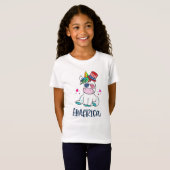 4 juli Unicorn met Amerikaanse vlag Sun Glasses T-shirt (Voorkant volledig)