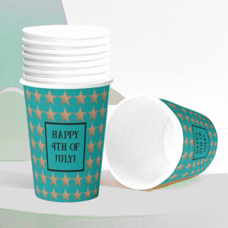 4 juli Uniek koper en turquoise Papieren Bekers
