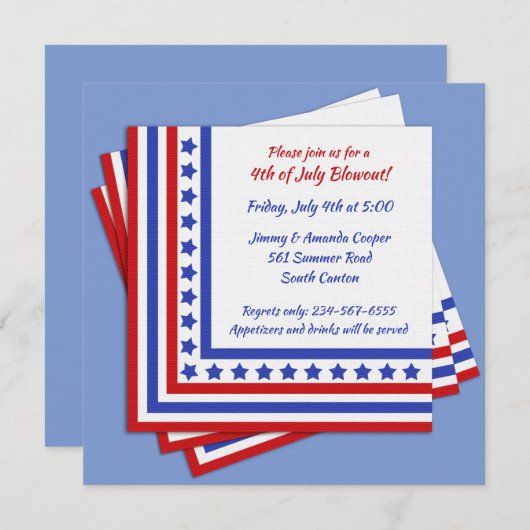 4 juli unieke feestuitnodiging kaart (Voorkant / Achterkant)