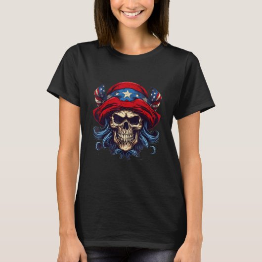 4 juli US Flag Pirate T-shirt (Voorkant)