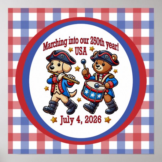 4 juli USA 250e verjaardag Semiquincentennial Poster (Voorkant)