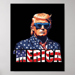 4 juli USA Amerikaanse vlag Trump vintage outfit Poster