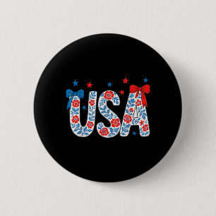 4 juli USA Bloem Onafhankelijkheidsdag Patriottisc Ronde Button 5,7 Cm