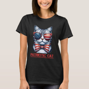 4 juli USA Kat Sterren Strepen Patriottische Kitty T-shirt
