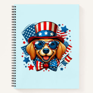 4 juli USA Patriottische Hond Onafhankelijkheidsda Notitieboek