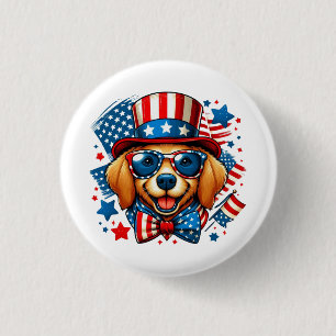 4 juli USA patriottische hond Onafhankelijkheidsda Ronde Button 3,2 Cm