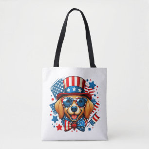 4 juli USA patriottische hond Onafhankelijkheidsda Tote Bag