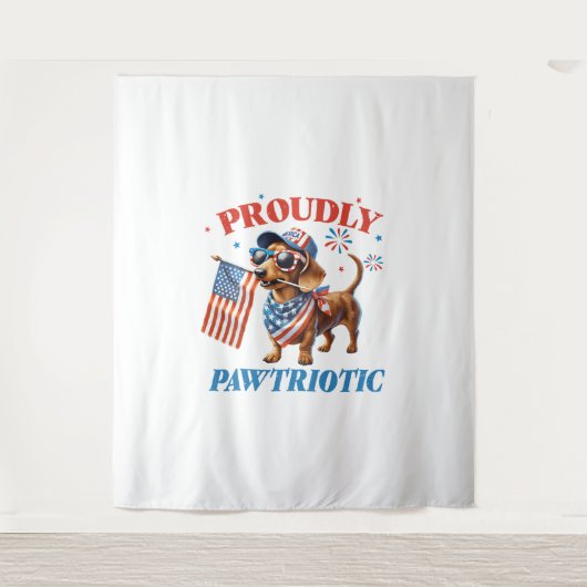 4 juli USA patriottische hond trots Wandkleed (Voorkant)
