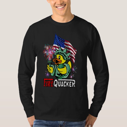 4 juli USA Patriottische Vlag Vierkraker Rubber T-shirt (Voorkant)