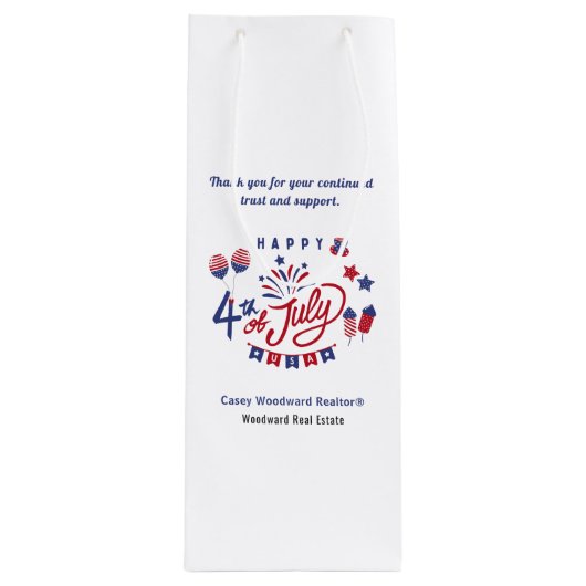 4 juli USA | Realtor Client Waardering Wijn Cadeautas (Voorkant)