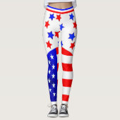 4 juli USA Rood Wit Blauw Sterren en Strepen Leggings (Voorkant)