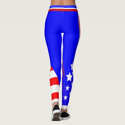 4 juli USA Rood Wit Blauw Sterren en Strepen Leggings (Achterkant)
