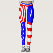 4 juli USA Rood Wit Blauw Sterren en Strepen Leggings (Voorkant)
