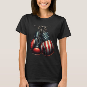 4 juli Usa Vlag Bokshandschoenen voor Boxer Train T-shirt