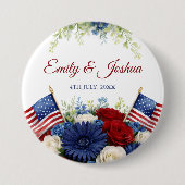 4 juli USA Vlag Bruiloft Ronde Button 7,6 Cm (Voorkant)