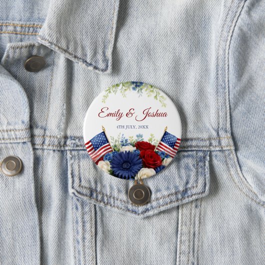 4 juli USA Vlag Bruiloft Ronde Button 7,6 Cm (In situ)