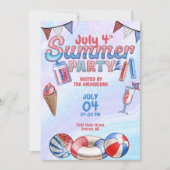 4 juli USA Zomer Zwembad Party Kaart (Voorkant)
