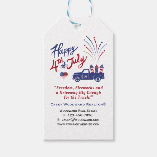 4 juli Vastgoed Zomer Pop Door Bewerkbaar Cadeaulabel (Voorkant)