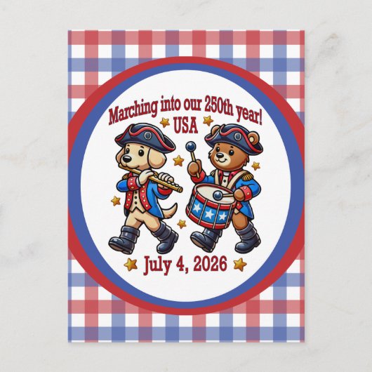 4 juli Verenigde Staten 250ste Jubileum Semiquince Briefkaart (Voorkant)