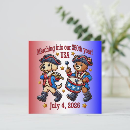 4 juli Verenigde Staten 250ste Jubileum Semiquince Kaart (Staand voorkant)