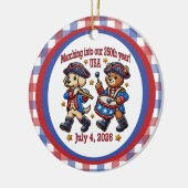 4 juli Verenigde Staten 250ste Jubileum Semiquince Keramisch Ornament (Links)