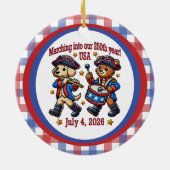 4 juli Verenigde Staten 250ste Jubileum Semiquince Keramisch Ornament (Achterkant)